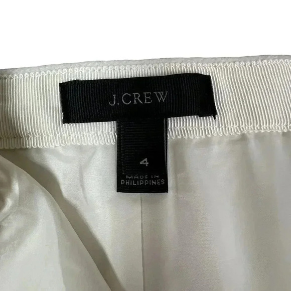 J Crew 4 Women 100% Wool Neutral Pencil Skirt Asymmetrical Zipper Pocket Career - Picture 12 of 15
